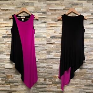 Joseph Ribkoff Sleeveless Asymmetrical Hem Tunic Top | Colorblock, Fuchsia NWOT